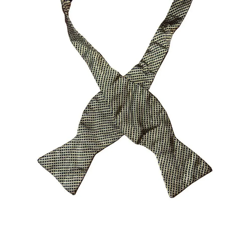 Brooks Brothers Golden Polkadot Handmade 100% Silk Bow Tie